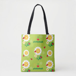 Bolso De Tela Me encanta el pickleball con los ladybugs