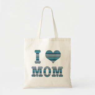Bolso De Tela Me encanta el texto de mamá y el patrón geométrico