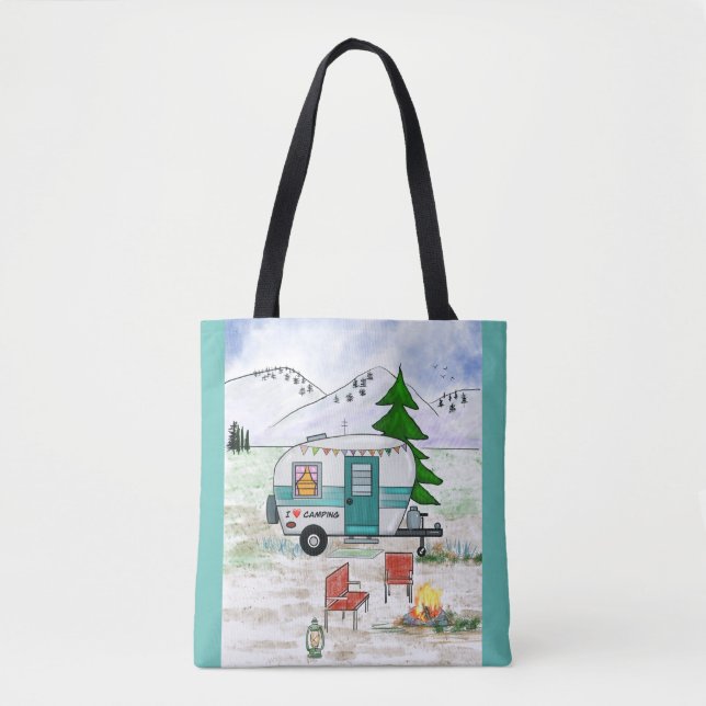 Bolso De Tela Me encanta el Tote de camping (Anverso)