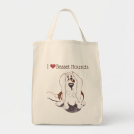 Bolso De Tela Me encanta el tote de comestibles de Basset Hounds