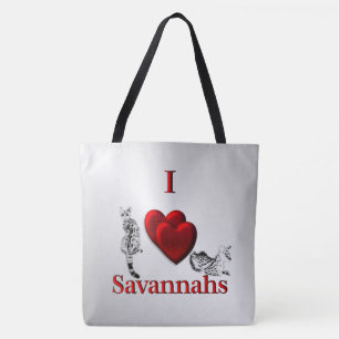 Bolso De Tela Me encanta gato Savannah plateado