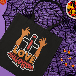 Bolso De Tela Me Encanta Halloween Sombreado Zombie Manos Tote B