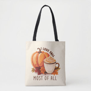 Bolso De Tela Me encanta la caída - Calabaza y calabaza de espec