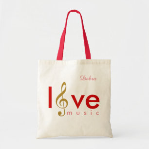 Bolso De Tela me encanta la música. trinquete personalizado