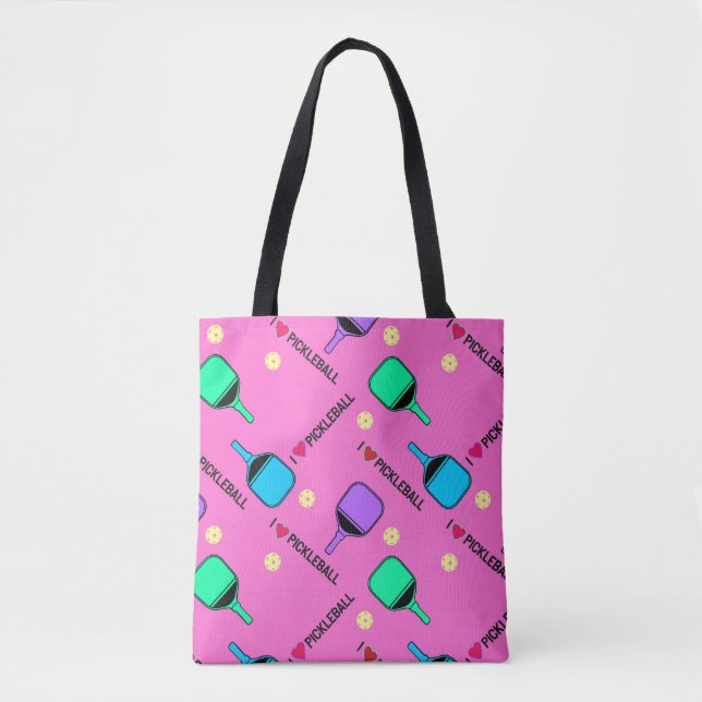 Bolso De Tela Me encanta la pelota rosa (tamaño de baldosas más  (Anverso)