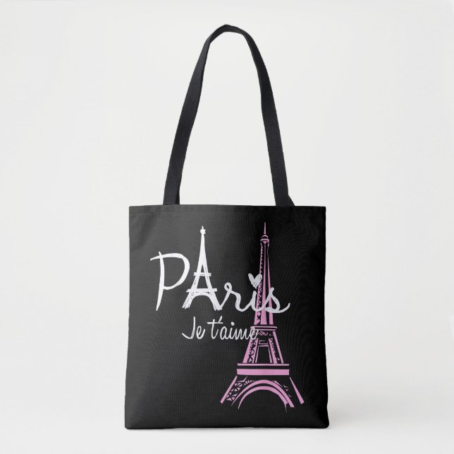Bolso De Tela Me encanta la Torre Eiffel de París (Anverso)