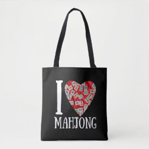 Bolso De Tela Me encanta mahjong - el corazón de las baldosas de