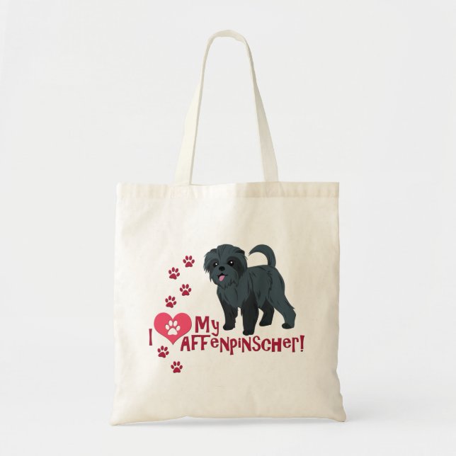 Bolso De Tela ¡Me Encanta Mi Affenpinscher! (Frente)