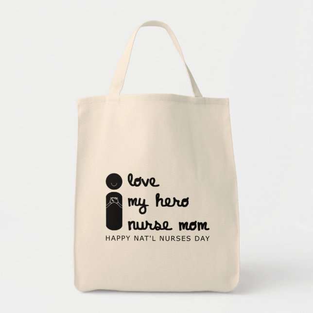 Bolso De Tela me encanta mi enfermera heróica mamá día nacional  (Frente)