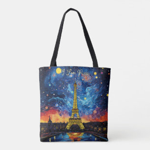 Bolso De Tela Me encanta París Torre Eiffel Ilustracion Viajes A