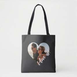 Bolso De Tela Me encanta Script Heart Photo Black