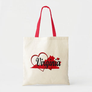 Bolso De Tela Me encanta Virginia Hearts Map Budget Tote Bag