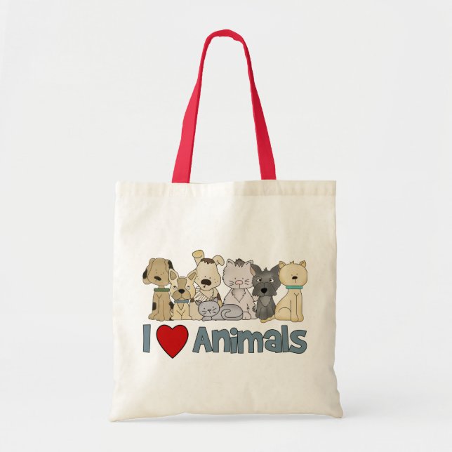 Bolso De Tela Me encantan los animales (Frente)