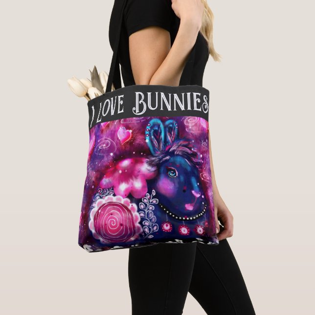 Bolso De Tela Me Encantan Los Bunnies Whimsical Bunny Pintura Ar (Detalle)