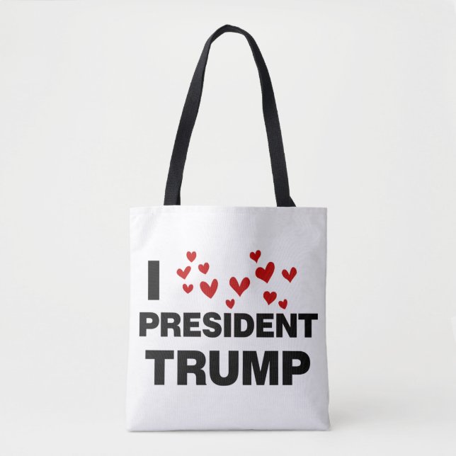 Bolso De Tela Me encantan los corazones del presidente Trump (Anverso)