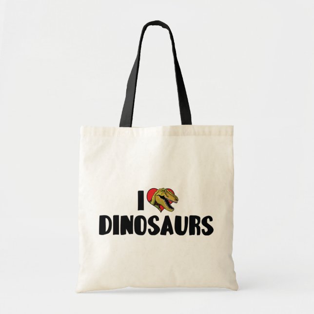 Bolso De Tela Me encantan los dinosaurios cardíacos - Cazador de (Frente)