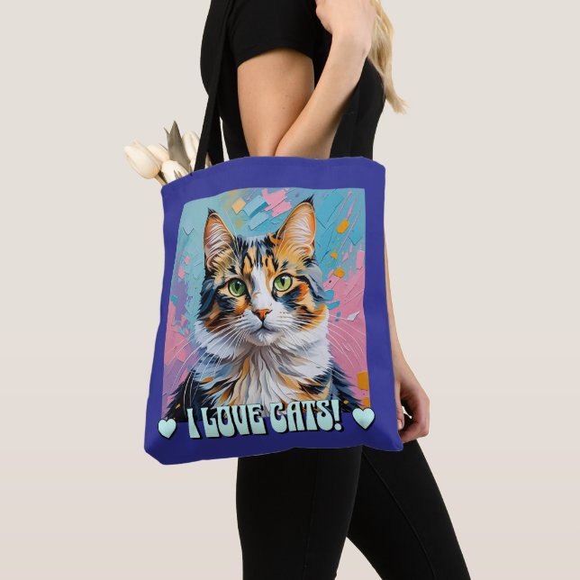 Bolso De Tela ¡Me Encantan Los Gatos! (Detalle)
