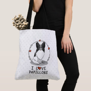 Bolso De Tela Me encantan los Papillones (blancos y negros) Cora