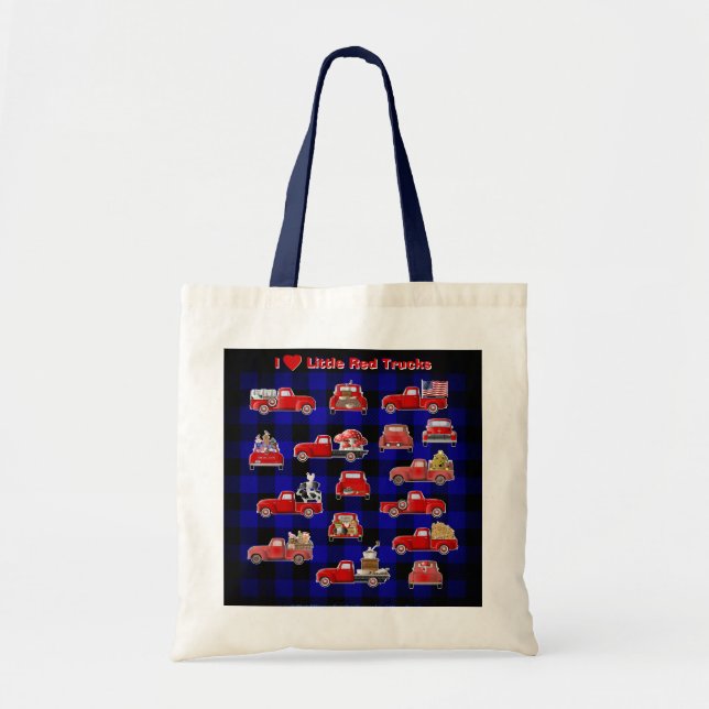 Bolso De Tela Me encantan los pequeños camiones rojos (Frente)