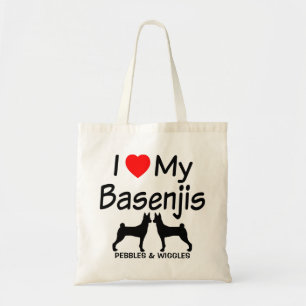 Bolso De Tela Me encantan mis dos perros Basenji
