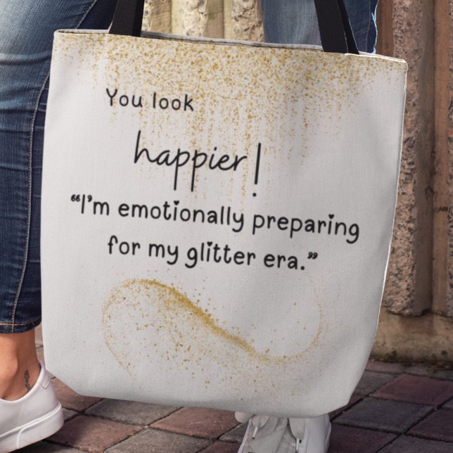 Bolso De Tela Me estoy preparando emocionalmente para mi era pur (You look happier! "I'm emotionally preparing for my glitter era" tote bag)