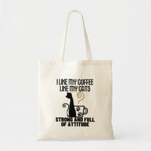 Bolso De Tela Me gusta mi café como me gustan mis gatos tan fuer