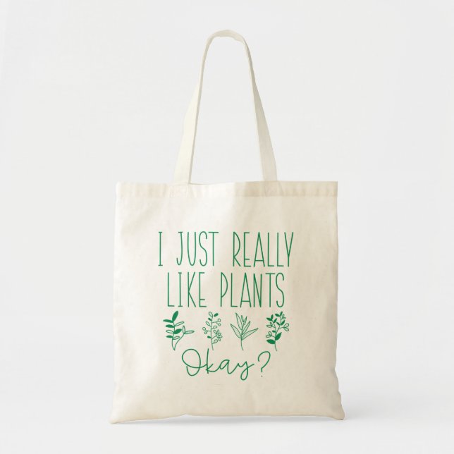 Bolso De Tela Me Gusta Mucho Las Plantas Bien (Frente)