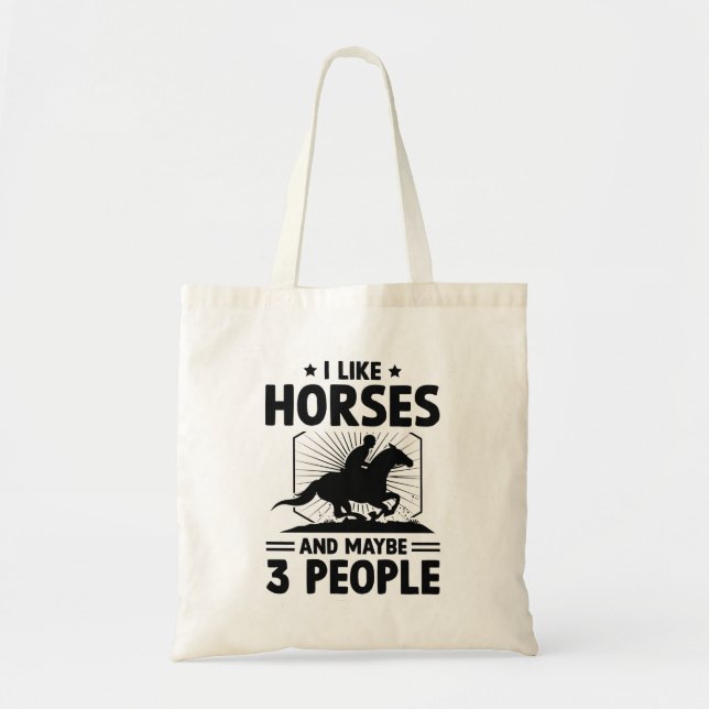 Bolso De Tela Me Gustan Los Caballos Y Quizá 3 Personas (Frente)