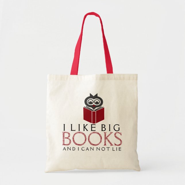 Bolso De Tela Me gustan los libros grandes con búho lindo (Frente)