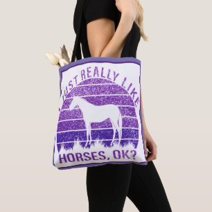 Bolso De Tela Me gustan mucho los caballos en morado