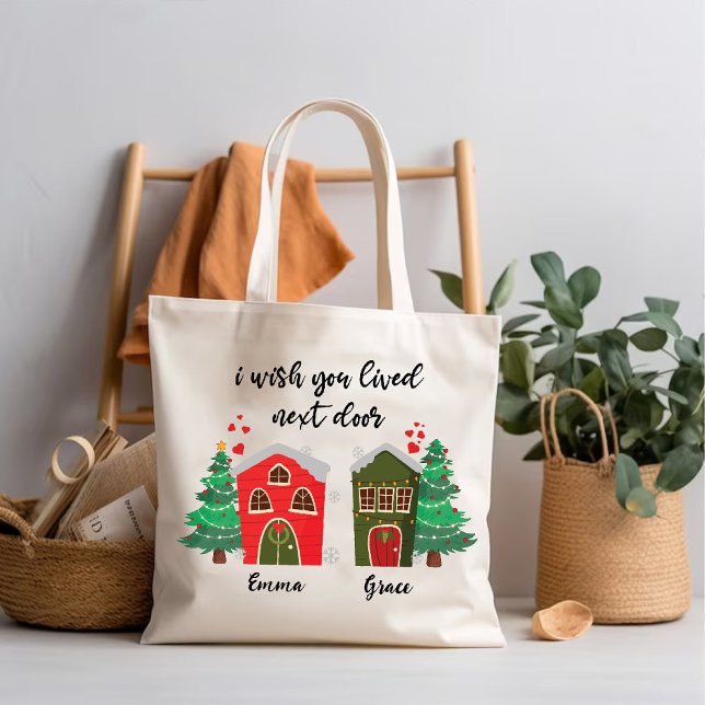 Bolso De Tela Me Gustaría Que Vieras Al Lado | Navidades Cute Bf (I Wish You Lived Next Door | Christmas Cute Bff Tote Bag)