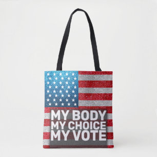 Bolso De Tela Me quito el cuerpo mi elección mi Purpurina de vot