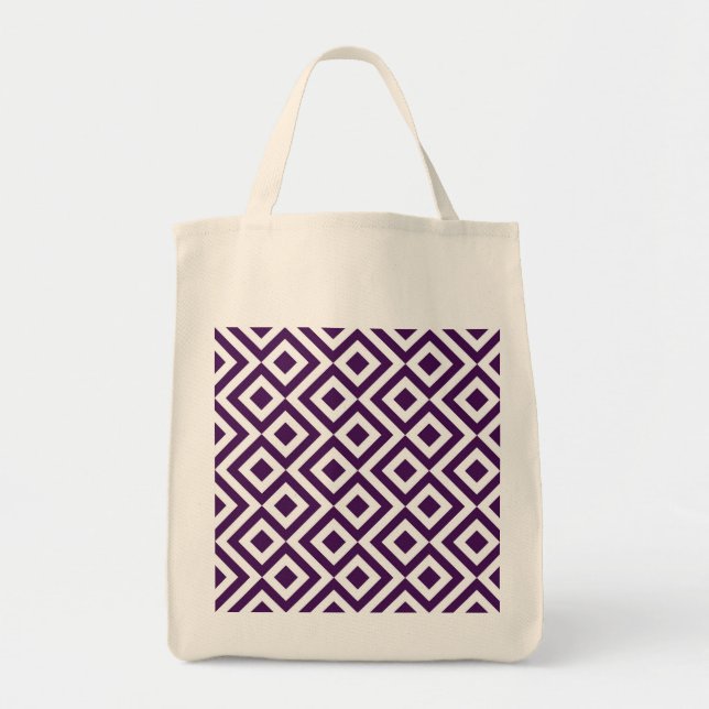 Bolso De Tela Meandro Púrpura y Blanco (Frente)