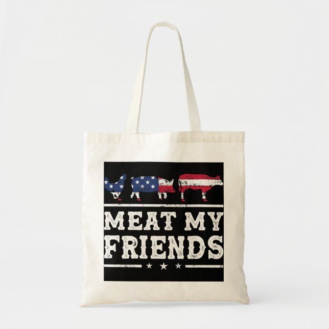 Bolso De Tela Meat My Friends Grilling Pitmaster Smoker Grillmas (Frente)