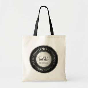 Bolso De Tela MEDALLA DE PLATA Campeón IMPRESIÓN PERSONALIZADA e