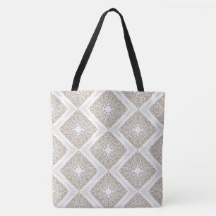 Bolso De Tela Medallón de Diamond Beige/Tote de diseño de Tan