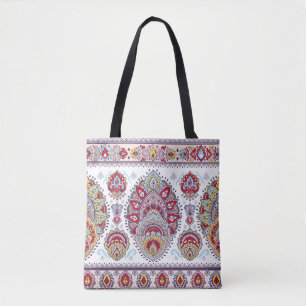 Bolso De Tela Medallón indio paisley floral, étnico.