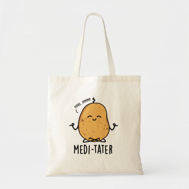 Bolso De Tela Medi-tater Cute Meditation Potato Pun (Frente)