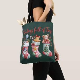 Bolso De Tela Medias De Navidad Llenas De Alegría Preppy Navideñ