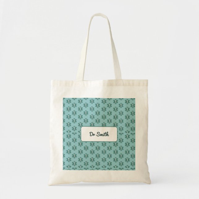 Bolso De Tela Médica nombre personalizado símbolo médico regalo  (Frente)