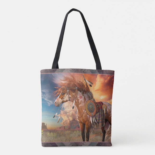 Bolso De Tela Medicina Caballo con frontera Tote Bag (Reverso)