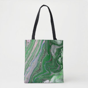 Bolso De Tela Medio anillo Verde Fluffy Resumen Tote Bag