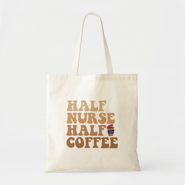 Bolso De Tela Medio Café Medio Enfermero Amantes de la Cafetería (Frente)