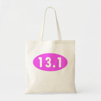 Bolso De Tela Medio óvalo del maratón del rosa 13,1