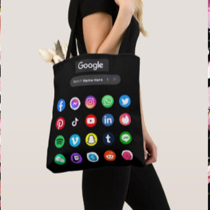 Bolso De Tela Medios sociales de moda Iconos Google Search Bar B