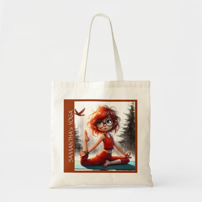 Bolso De Tela Meditación chica lindo fitness yoga vida curativa (Frente)