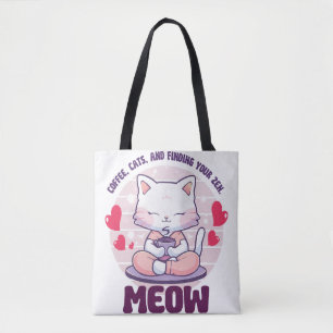 Bolso De Tela Meditation cat  - Kawaii cat 