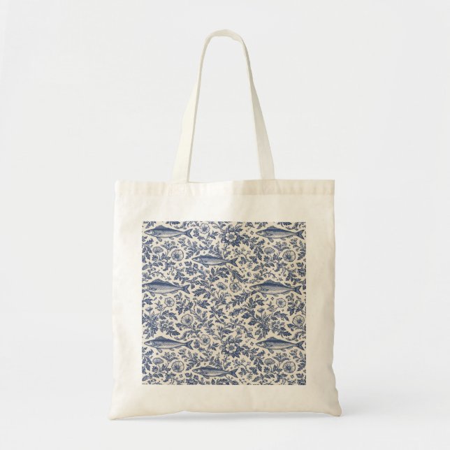Bolso De Tela Mediterranean Sardine Chinoiserie Tote Bag (Frente)