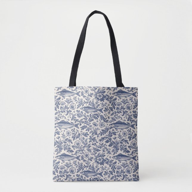 Bolso De Tela Mediterranean Sardine Chinoiserie Tote Bag (Anverso)