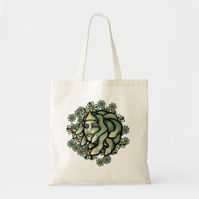Bolso De Tela Medusa Floral Artwork Gorgon Woman                 (Frente)